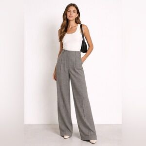 NWT Sandro Monochrome Houndstooth Wide Leg Trousers